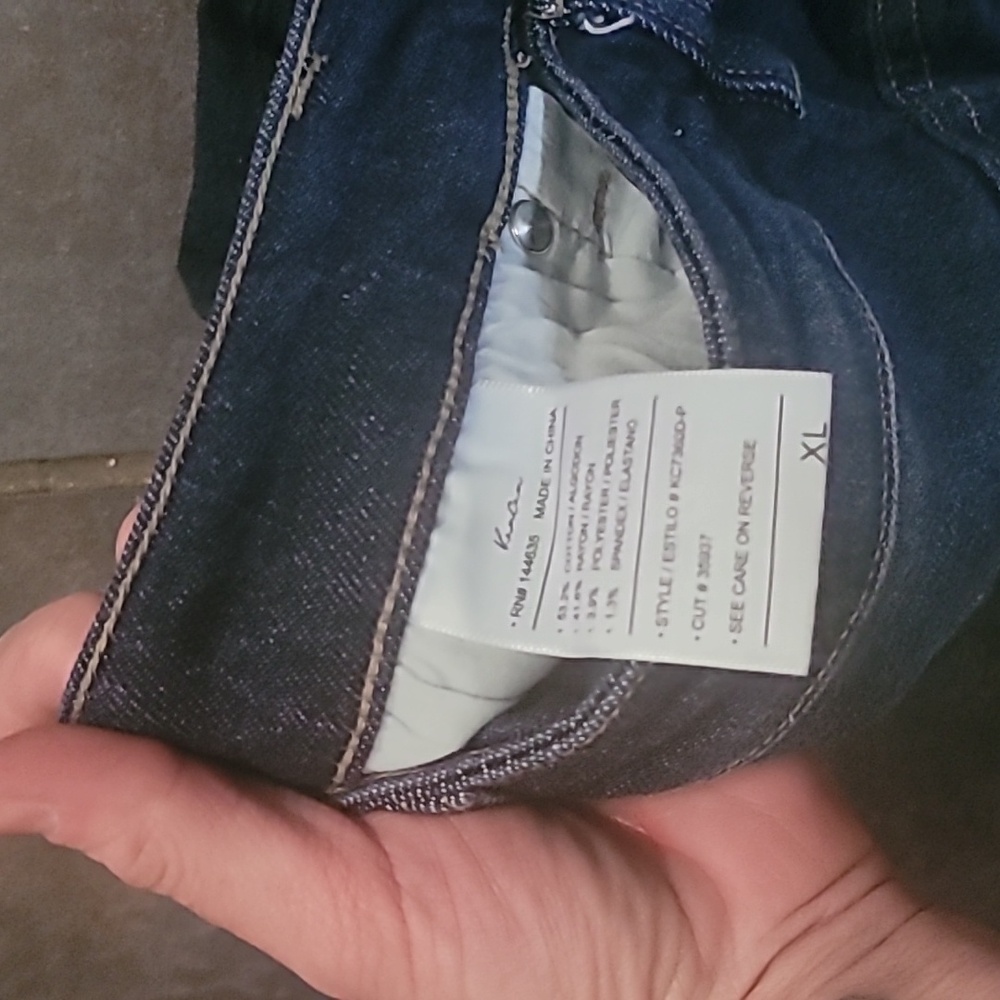 KanCan High Waisted Skinny Distressed Jeans Dark Wash Women’s Size XL - Picture 4 of 7